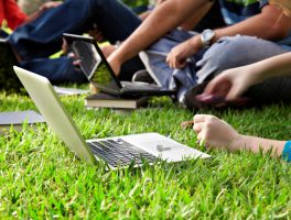 Laptop on grass